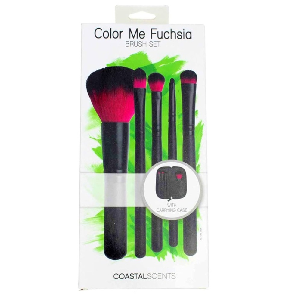 NWT- Coastal Scents ‘Color Me Fuchsia’ 5 Piece Travel Make-up Brush Set